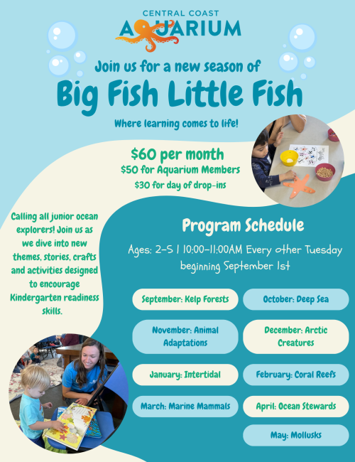 Big Fish Little Fish at the Central Coast Aquarium -Every Other Tuesday event in Avila Beach, California